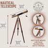 Nautical Style Black Leather Telescope Maritime Brass Antique Double Barrel