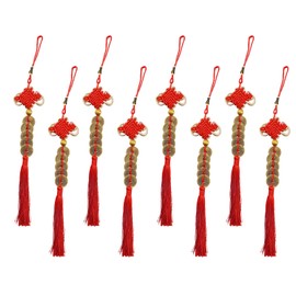 hhdatc 8 Red Strings Chinese New Year Feng Shui Coins Good Luck Charm with Chinese Knot for Good Luck Fortune Wealth Health Success Hanging Decorations