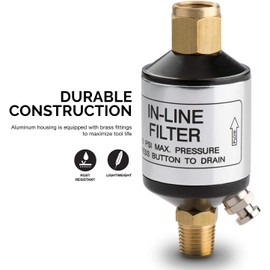 NEIKO 30253A Water and Oil Separator for Air Line, 2 Pack | 1/4" NPT Inlet and Outlet | 150 PSI | Air Compressor and Air Tool Accessory | Protect Lifespan of Pneumatic Tools | Optimize Performance