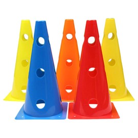 BESPORTBLE 5pcs Plastic Agility Cones Indoor Outdoor Sports Soccer Cone Windproof Traffic Cones Colored Marker Cones with Hole for Football Basketball Coaching Fitness