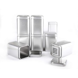 Spicebar 8 Spice Jars with Aroma Lid + 8 Labels + 4 Spreading Inserts, Dimensions: 8 x 6 x 6 cm