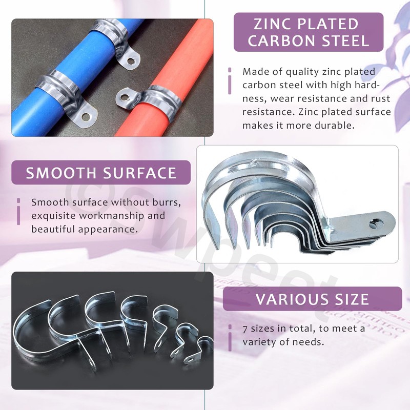 Swpeet 20Pcs 2"(50mm) Zinc Plated One Hole EMT Pipe Strap