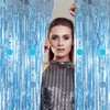 2pcs 3.2 x 8.3ft Glitter Baby Blue Foil Fringe Curtain