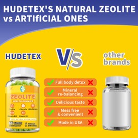（2 Packs Zeolite Gummies for Adults, Pure Zeolite Clinoptilolite, Chlorella, Milk Thistle & Vitamins-Heavy Metal, Focus, Gut & Immune Support, Vegan, Sugar Free, Apple Flavor, 120 Count