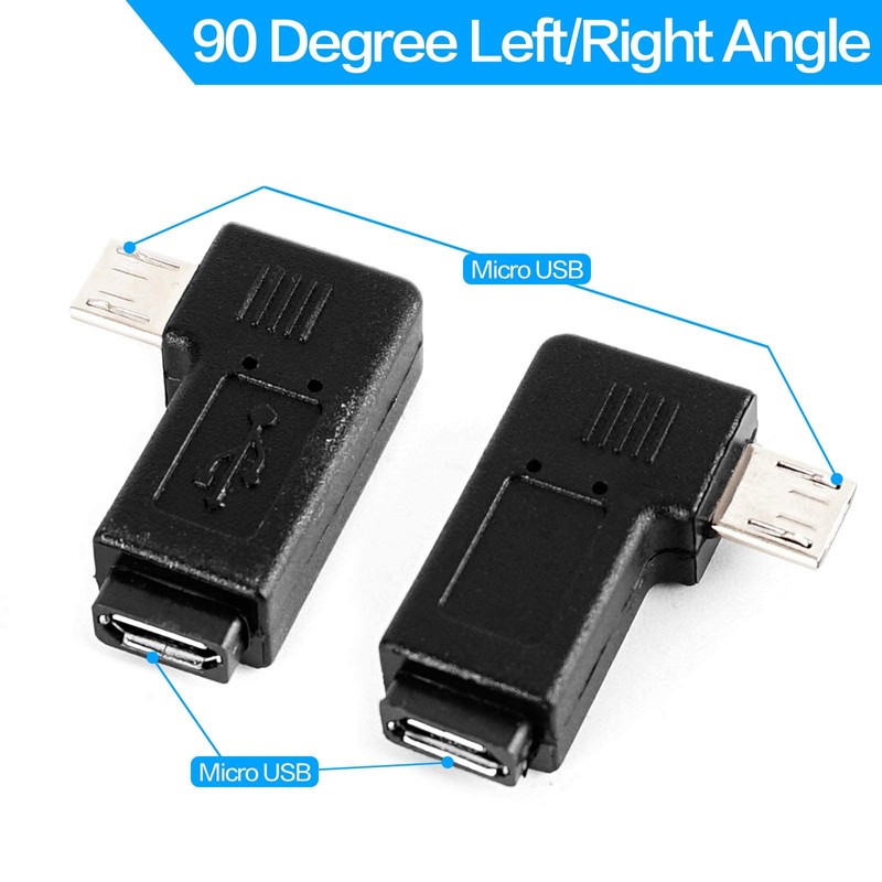 Haiker 1 Pair Right Left Angle Micro USB Male 90