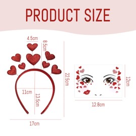 1 Piece Of Love Headband And 1 Face Patch, Creative Headband, Party Hair Accessories, Cute Headband, Shiny Headband.