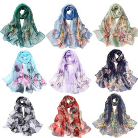 FAIRYGATE Chiffon Hijab Damenschal Halstuch Damen Schal Seidentuch Tücher mit Hohem Seidenanteil Pashmina Stola Tuch Kopftuch Seidenschal Elegante Schals A5009