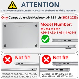 AKIT Compatible with MacBook Air 15 Inch Case 2026-2023 M5 M4 M3 M2 A3448 A3241 A3114 A2941, Unique Pattern Hard Shell Laptop Case+Keyboard Cover+Screen Protector for Mac Air 15 Inch, Blue Collage