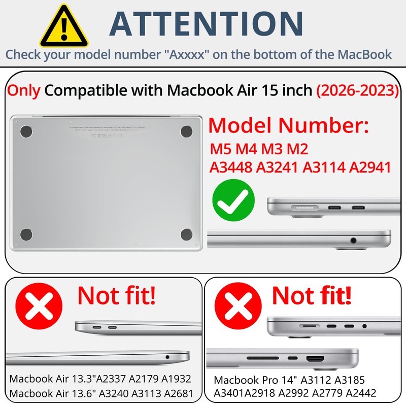 AKIT Compatible with MacBook Air 15 Inch Case 2026-2023 M5