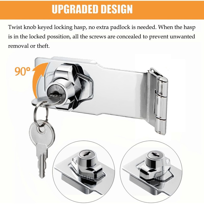 ZiYuya Padlock Hasp Right Angle 90 Degrees Safety Hasp Lock