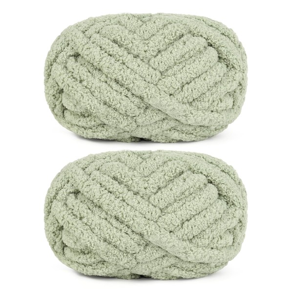 2 Skeins Soft Jumbo Chunky Yarn, Aeelike Sage Green #8