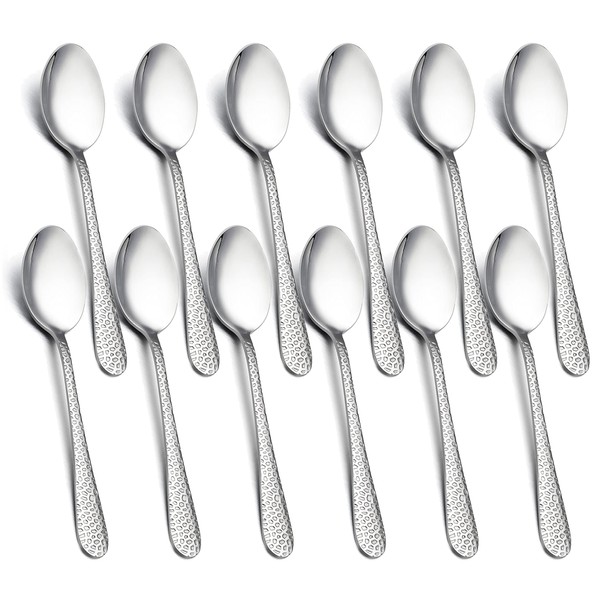 Herogo Teaspoons Set of 12, 14 cm Stainless Steel Teaspoons, Coffee Spoon for Home, Kitchen, Restaurant, Ideal for Coffee, Tea, Dessert, Non-Toxic & Healthy, Rust Free & Dishwasher Safe (Silver)