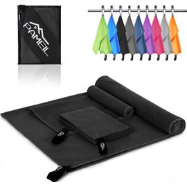 Pameil Juego de 3 toallas de microfibra (160 x 80 cm  2 toallas pequeñas de 80 x 40 cm), de secado rápido, para sauna de fitness