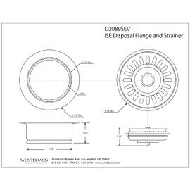 Westbrass D2089SEV-50 3-1/2" Kitchen Sink Waste Disposal Drain Flange and Basket Strainer, Powder Coat White