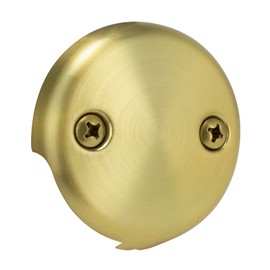 UNI-DRAIN Universal Bathtub Overflow Drain Face Plate 2 Hole Tub Overflow Drain Plate Matching Screws(Brushed Brass)
