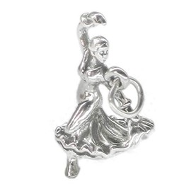 Spanish Flamenco Dancer 3D 925 Solid Sterling Silver Charm Pendant Bracelet Jewelry Making Supply