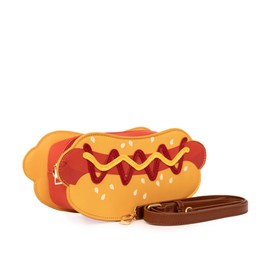 Bewaltz PU Leather with Adjustable Strap Snack and Desserts Themed Handbag (Classic Hot Dog)