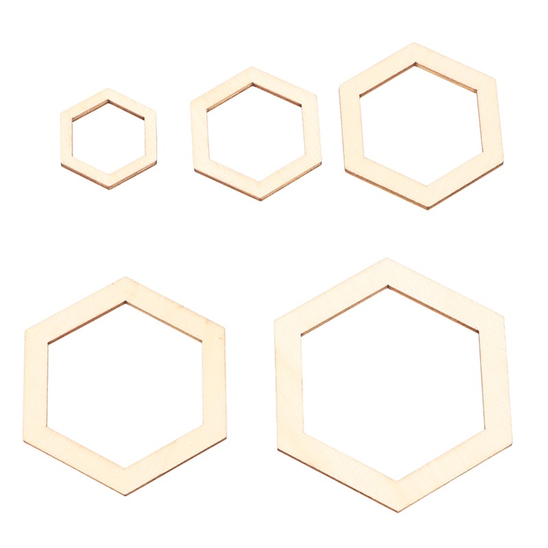 205Pcs Hexagonal Wooden Cutouts 5 Sizes Light Durable Odourless Blank