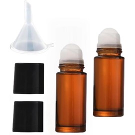 Zhuluck 2 Pcs 50ml Glass Empty Roller Bottles, Deodorant Roll On Bottles Deodorant Containers,Roller ball container, Empty Ball For Essential Oils Perfume Cosmetics