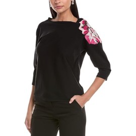 Anne Klein Boat Neck Sequin Embelished Flower