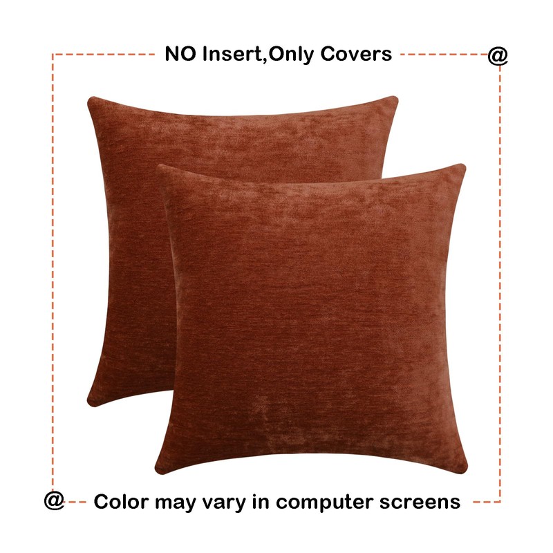 Qanatmz Terracotta Cozy Soft Throw Pillow Covers Decorative Chenille Square