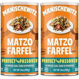 Manischewitz Matzo Farfel, 14oz (2 Pack) Resealable Canister, Sodium Free, No Artificial Colors or Flavors, Non GMO, Kosher For Passover & Year Round