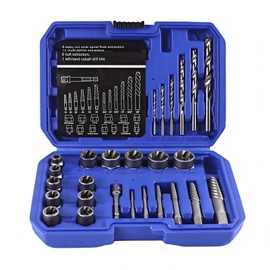 26 Piece Damaged Screw & Bolt Extractor Set,Stripped Broken Bolt Remover Kit with Right-Hand Cobalt Drill Bits, Easy-Out Screw Extractor, for Removing Rusted, Seized, Broken Nuts and Bolts