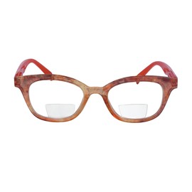 Abyss22 Reading Glasses, Spring Hinge, Bifocal readers for Women and Men (Marbe Red, 1.5)