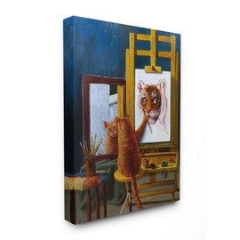 Stupell Industries Cat Confidence Self Portrait as a Tiger Funny Painting Canvas Wall Art, 30 x 40, Design by Artist Lucia Heffernan