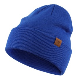 Home Prefer - Gorro de invierno para hombre, de punto acrílico, para mujer, Azul brillante, Talla única