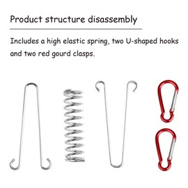 Vastsea Pack of 4 Spring Spring Spring Awning Spring Buckle, Outdoor Camping Tent Rope Buckle Tent Rope Adjuster Elastic Steel Canopy Red