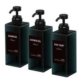Anhow 3 Plastic Soap Dispensers, 500 ml PETG Soap Dispenser with Category Labels for Kitchen and Bathroom Shower / Kitchen / Bathroom - Blue / 500 ml