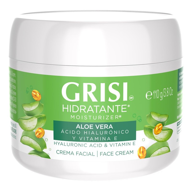 GRISI Crema Facial Hidratante con Aloe Vera, Ácido Hialurónico &