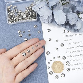 UNICRAFTALE About 250pcs 3/4/5/6/8mm Half Round Bead Caps Stainless Steel Spacer Caps Apetalous Bead Cap Spacers for Bracelet Jewelry Making, Stainless Steel Color