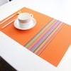 6pcs Placemats PVC Non Slip Washable Heat Resistant Rainbow Stripe