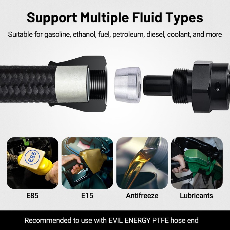 EVIL ENERGY 6AN PTFE Fuel Line Kit, AN6 E85 Fuel