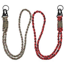 YBEATY 2 Pcs Heavy Duty Braided Paracord Lanyard Keychain with USA Flag Braided Strong Lanyard Durable Parachute Rope Necklace Keychains for Outdoor Activities Camera Keys Whistle Traveling