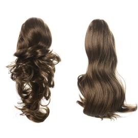 Onedor 15" Synthetic Fiber Curly Ponytail Hair Extension hairpiece with Clip-in Jaw Clips, Dual-Use Hair Extensions (12#-Light Brown)