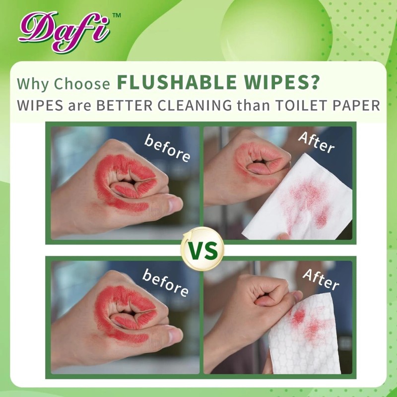DAFI Flushable Wipes for Adult Wet Wipes,80 Count Unscented Toilet