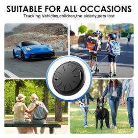 1PCS Black GPS Tracker for Vehicles,Mini Hidden Car Tracker with White Magnetic Case,No Monthly Fee Real Time GPS Car Tracker Works with Apple Find My(iOS Only)