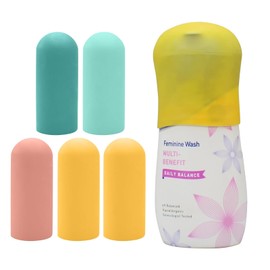 TRANOMOS 5 Pack Silicone Bottle Covers Travel Essentials for Women Men, Beach Vacation Essentials, Travel Size Toiletries Accessories, Cruise Ship Essentials 2025, Must Haves, Leak Proofing