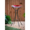 Evergreen Garden Metal Hourglass Shape Bird Bath Stand for Outdoors