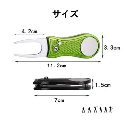 YFFSFDC Golf Fork Folding Golf Fork Repair Fork Portable Zinc Alloy Golf Equipment Accessories Gift Pack of 1 (Lime Green Round Handle Fork)