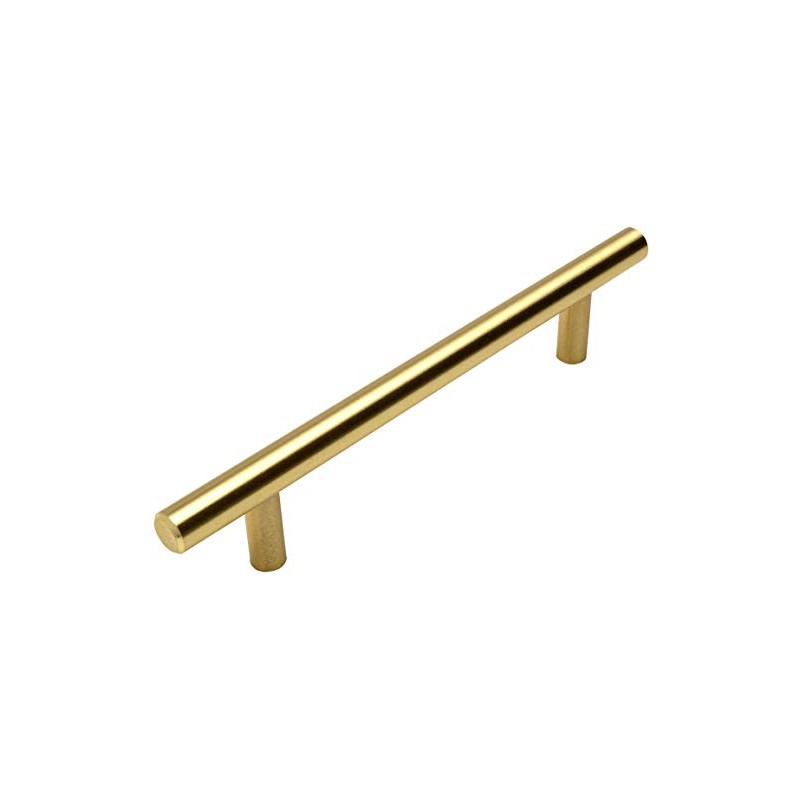Cosmas® 305-128BB Brushed Brass Cabinet Hardware Euro Style Bar Handle