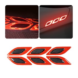 3D Strong Reflective Stripe Sticker for Car Fender Hood Bumper, 6PCS Safety Night Visibility Warning Protection Decal, Carbon Fiber Anti-Scratch Stickers Universal for Vehicle Truck SUV