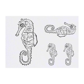 4 x 'Seahorse' Temporary Tattoos - Water Resistant, Skin-Safe, Non-Toxic Transfers, Mixed Sizes (TO00004456)