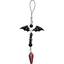 Myuiao 1Pc Black Mobile Phone Chain Pendant,Goth Y2K Phone Charm Pendant Kawaii-Key Chain for Bag Cute Accessory Women Guitar Strap Lanyard Beaded Keychain,Accessories
