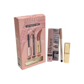 L'Oréal Loreal I Am Worth It Nudes Set Black Mascara Black Eyeliner & Nude Lipstick