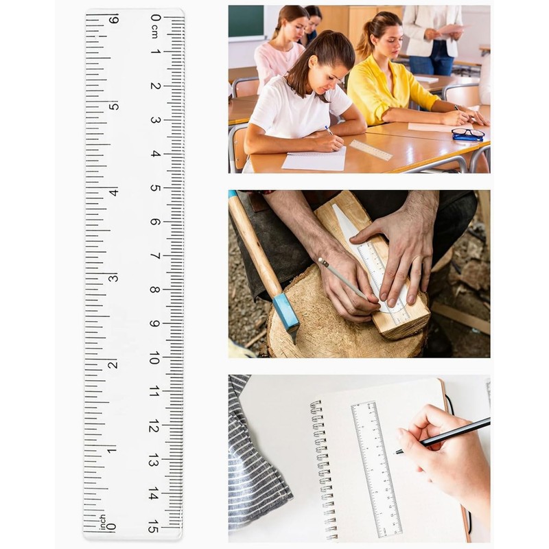 BPTRKOM Pack of 6 Plastic Rulers - Ruler 15 cm
