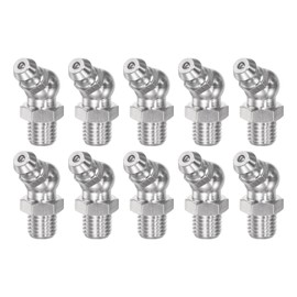 uxcell 304 Stainless Steel 45 Degree Grease Fitting M8 x 1mm Thread Hydraulic Grease Fitting Accessories, 10Pcs
